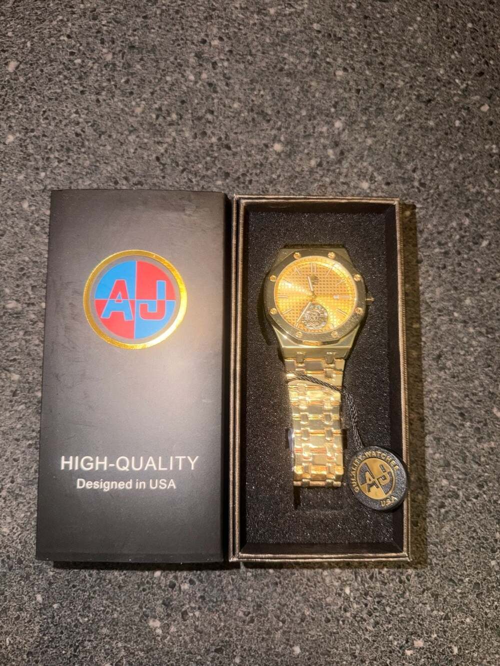 AJ High-Quality Gold Tone Skeleton Dial Men's Watch